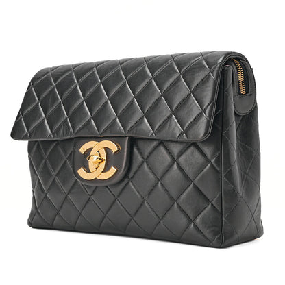 CHANEL Lambskin Matelasse Dekacoco Turn Lock Chain Backpack Black Gold-Tone Hardware, Pre-Owned