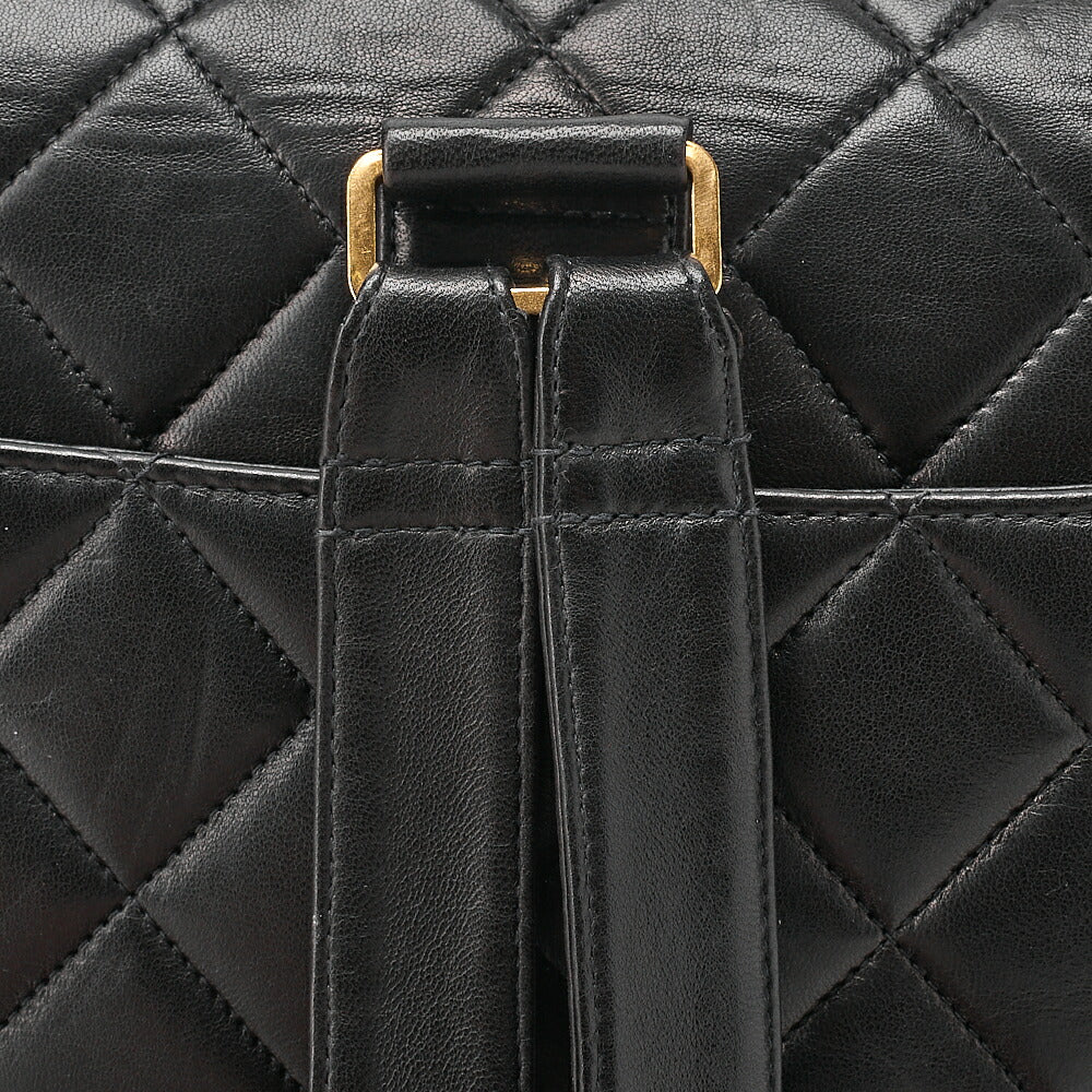 CHANEL Lambskin Matelasse Dekacoco Turn Lock Chain Backpack Black Gold-Tone Hardware, Pre-Owned