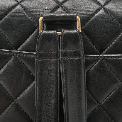 CHANEL Lambskin Matelasse Dekacoco Turn Lock Chain Backpack Black Gold-Tone Hardware, Pre-Owned