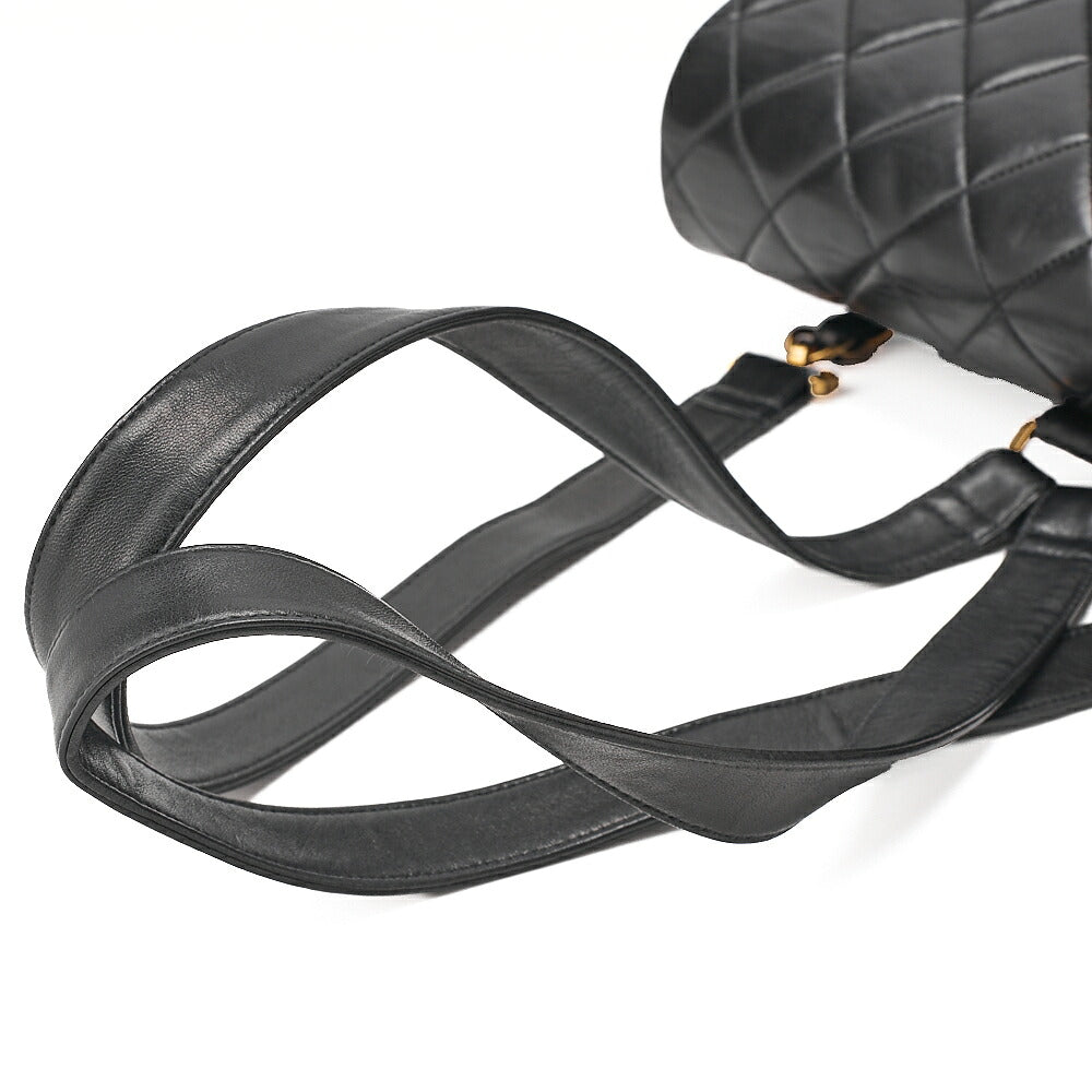CHANEL Lambskin Matelasse Dekacoco Turn Lock Chain Backpack Black Gold-Tone Hardware, Pre-Owned
