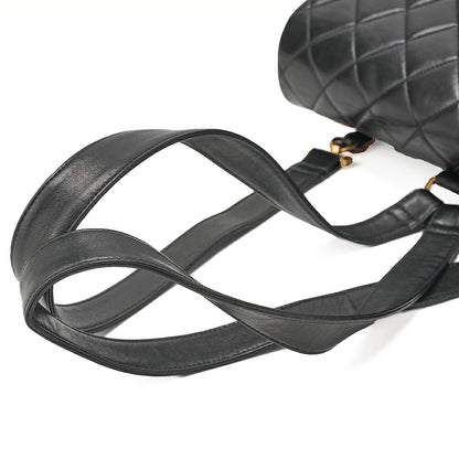 CHANEL Lambskin Matelasse Dekacoco Turn Lock Chain Backpack Black Gold-Tone Hardware, Pre-Owned
