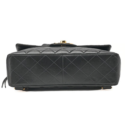 CHANEL Lambskin Matelasse Dekacoco Turn Lock Chain Backpack Black Gold-Tone Hardware, Pre-Owned