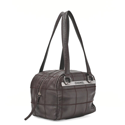 CHANEL Caviar Skin Choco Bar Tote Bag Brown Silver-Tone Hardware, Pre-Owned