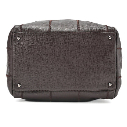 CHANEL Caviar Skin Choco Bar Tote Bag Brown Silver-Tone Hardware, Pre-Owned