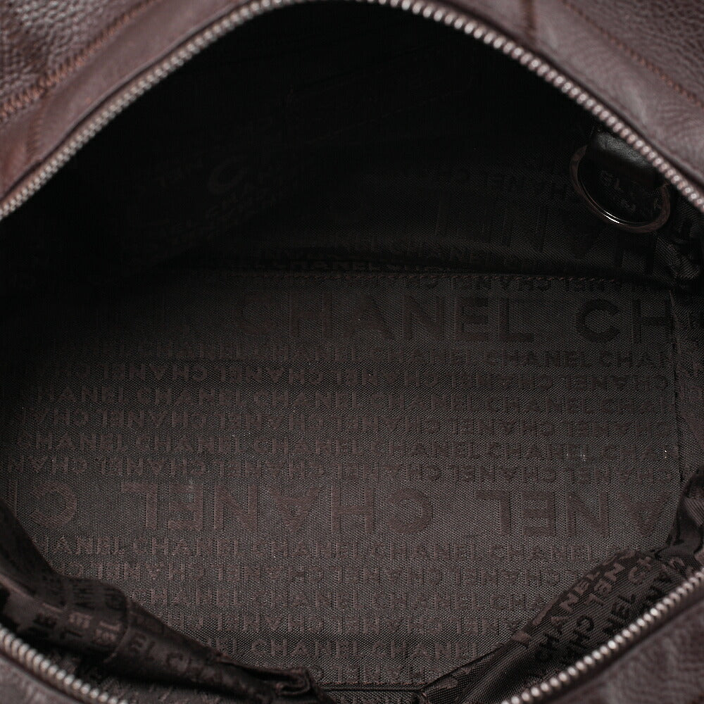 CHANEL Caviar Skin Choco Bar Tote Bag Brown Silver-Tone Hardware, Pre-Owned