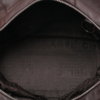 CHANEL Caviar Skin Choco Bar Tote Bag Brown Silver-Tone Hardware, Pre-Owned