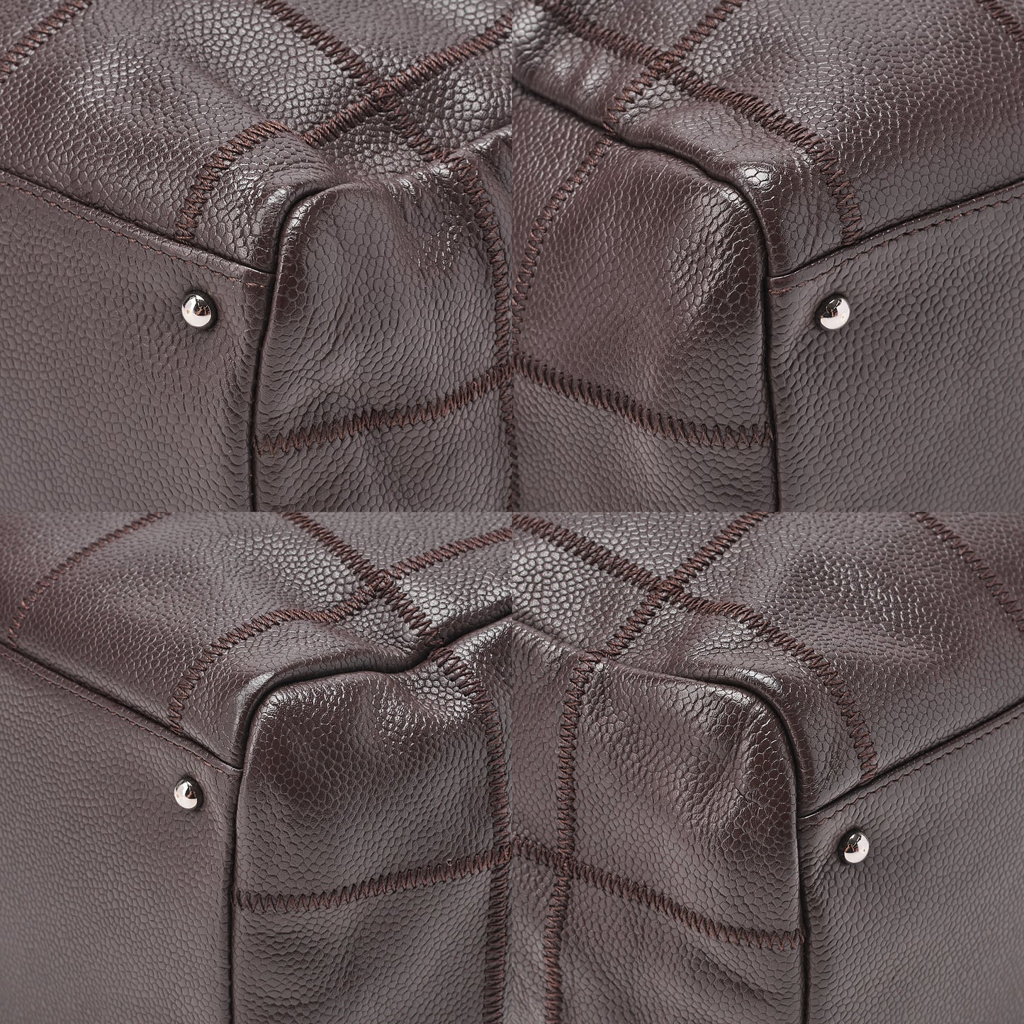 CHANEL Caviar Skin Choco Bar Tote Bag Brown Silver-Tone Hardware, Pre-Owned