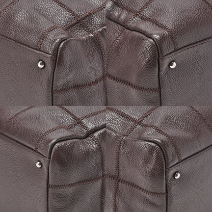 CHANEL Caviar Skin Choco Bar Tote Bag Brown Silver-Tone Hardware, Pre-Owned