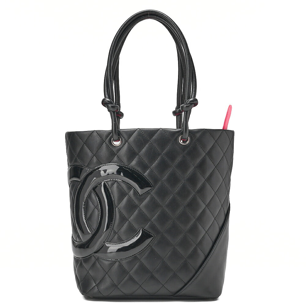 CHANEL Cambonline Matelasse Medium Calfskin Black Tote Bag Silver-Tone Hardware, Pre-Owned