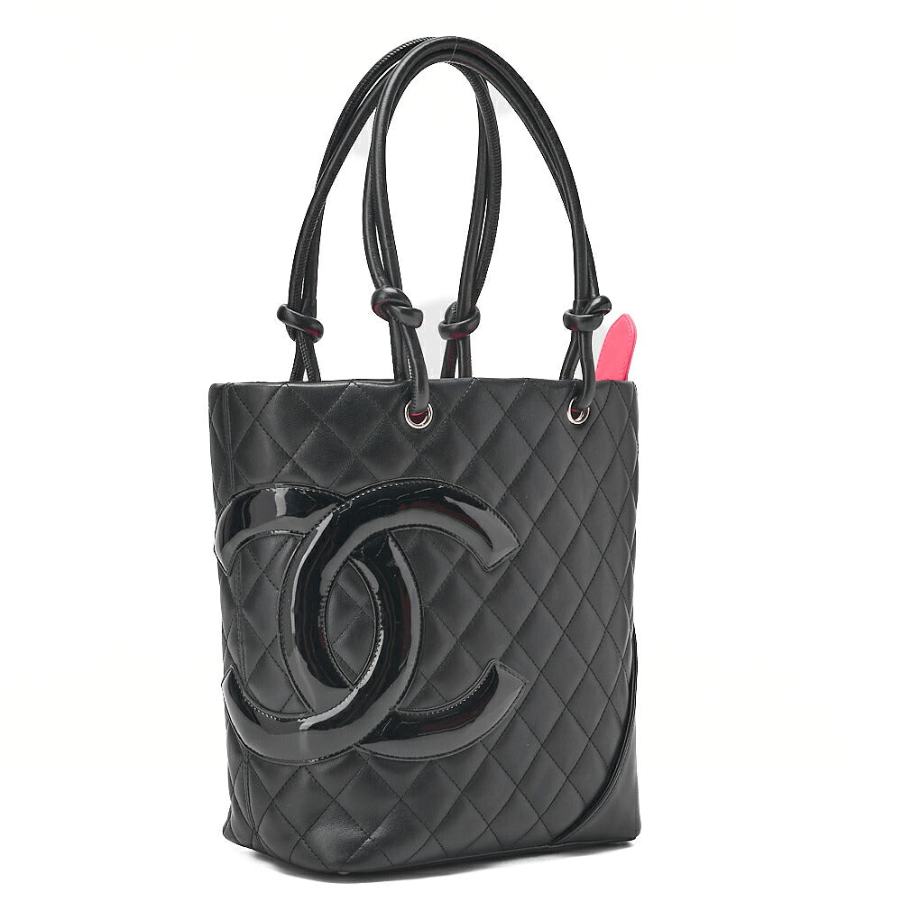 CHANEL Cambonline Matelasse Medium Calfskin Black Tote Bag Silver-Tone Hardware, Pre-Owned
