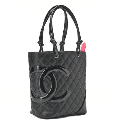 CHANEL Cambonline Matelasse Medium Calfskin Black Tote Bag Silver-Tone Hardware, Pre-Owned