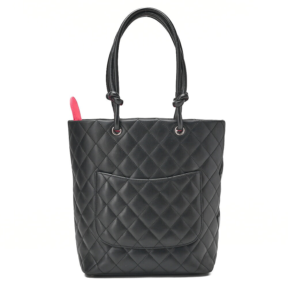 CHANEL Cambonline Matelasse Medium Calfskin Black Tote Bag Silver-Tone Hardware, Pre-Owned