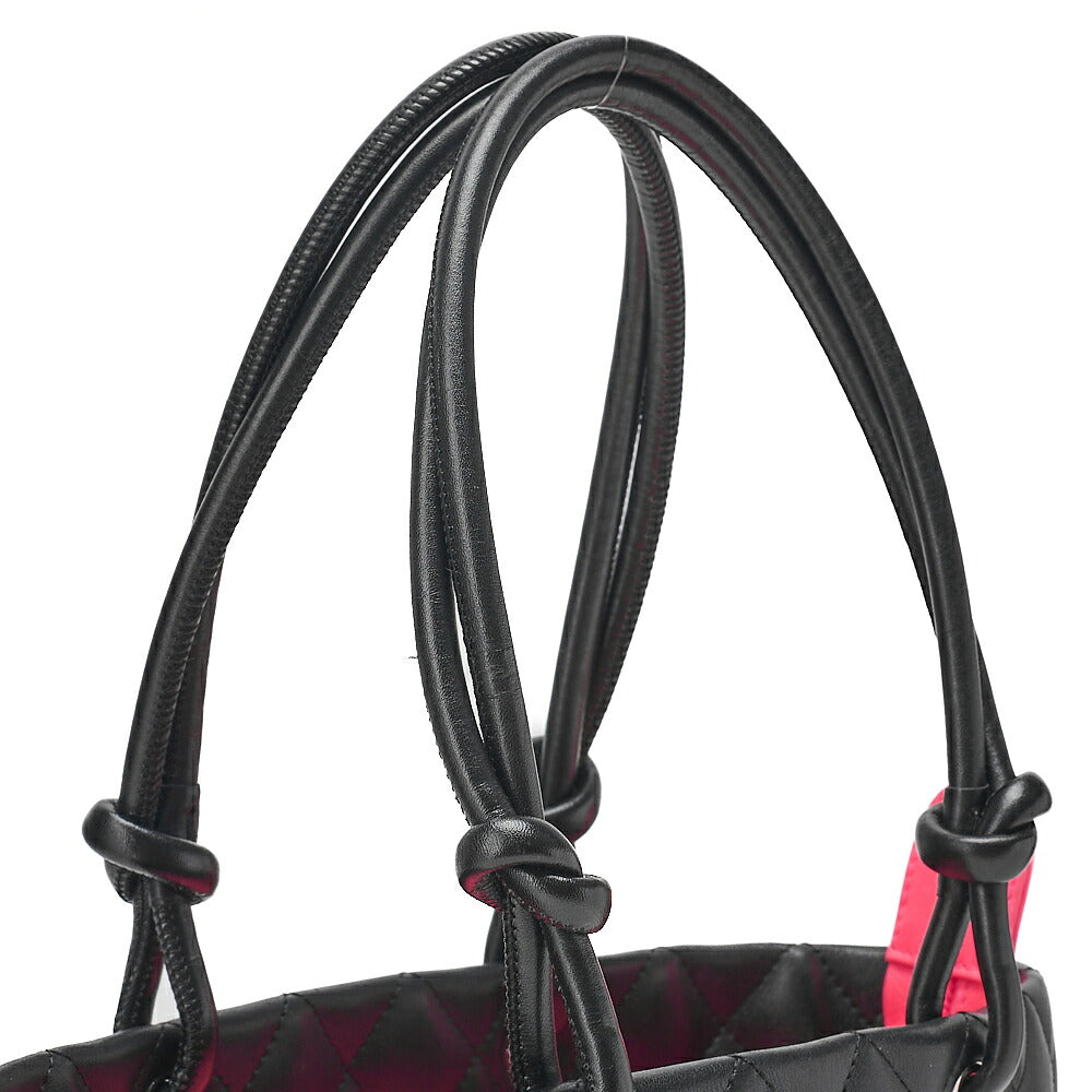 CHANEL Cambonline Matelasse Medium Calfskin Black Tote Bag Silver-Tone Hardware, Pre-Owned