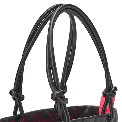 CHANEL Cambonline Matelasse Medium Calfskin Black Tote Bag Silver-Tone Hardware, Pre-Owned