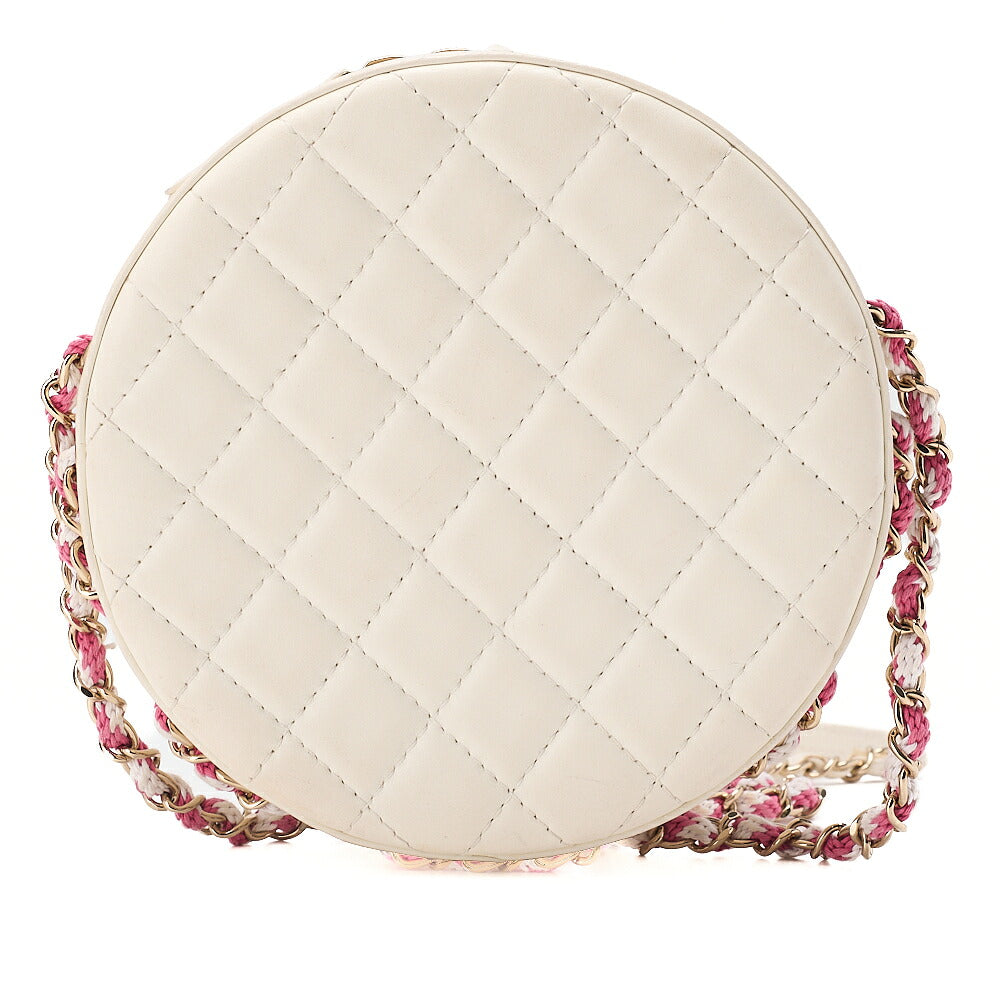 CHANEL Lambskin x Vinyl x Cotton Cruise Line Chain Shoulder Bag Float Pink x White Gold-Tone Hardware, Pre-Owned