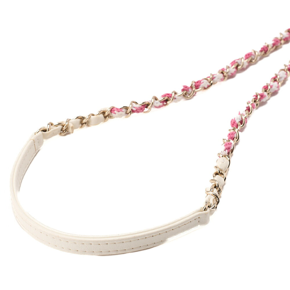CHANEL Lambskin x Vinyl x Cotton Cruise Line Chain Shoulder Bag Float Pink x White Gold-Tone Hardware, Pre-Owned