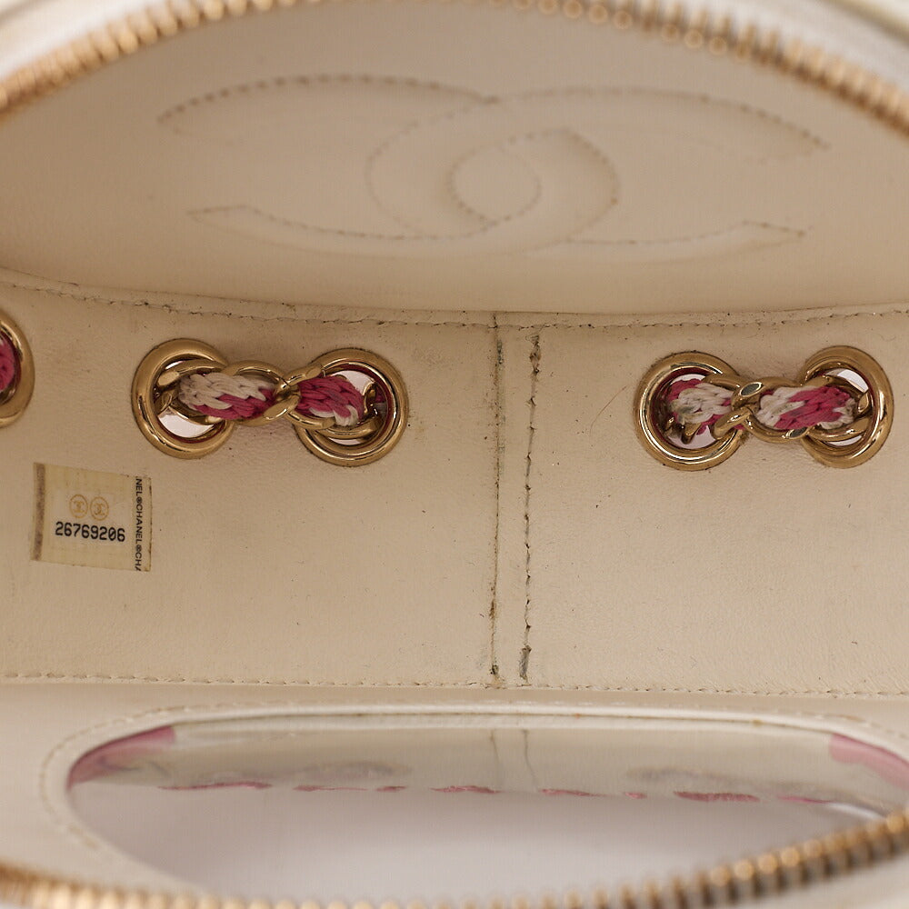 CHANEL Lambskin x Vinyl x Cotton Cruise Line Chain Shoulder Bag Float Pink x White Gold-Tone Hardware, Pre-Owned