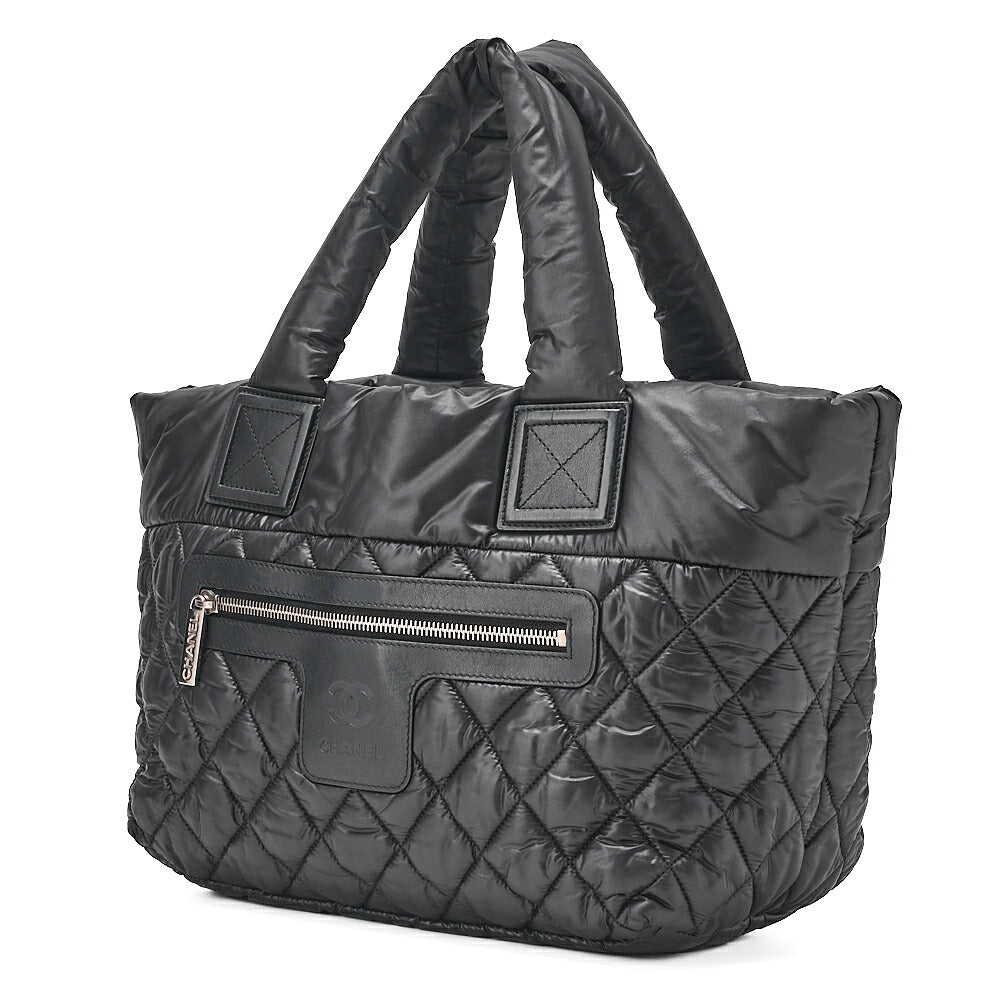 CHANEL Coco Cocoon Nylon x Lamb Tote Bag Black Silver-Tone Hardware, Pre-Owned