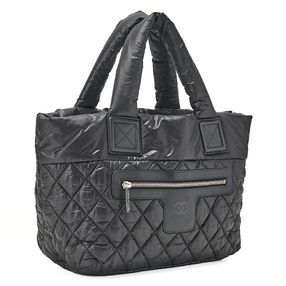 CHANEL Coco Cocoon Nylon x Lamb Tote Bag Black Silver-Tone Hardware, Pre-Owned