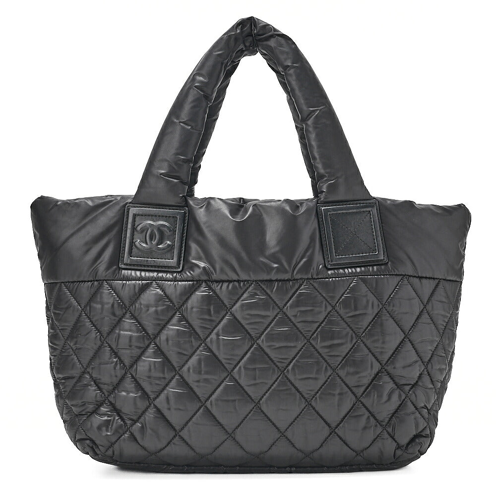 CHANEL Coco Cocoon Nylon x Lamb Tote Bag Black Silver-Tone Hardware, Pre-Owned