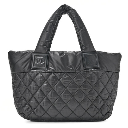 CHANEL Coco Cocoon Nylon x Lamb Tote Bag Black Silver-Tone Hardware, Pre-Owned