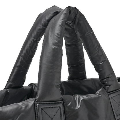 CHANEL Coco Cocoon Nylon x Lamb Tote Bag Black Silver-Tone Hardware, Pre-Owned