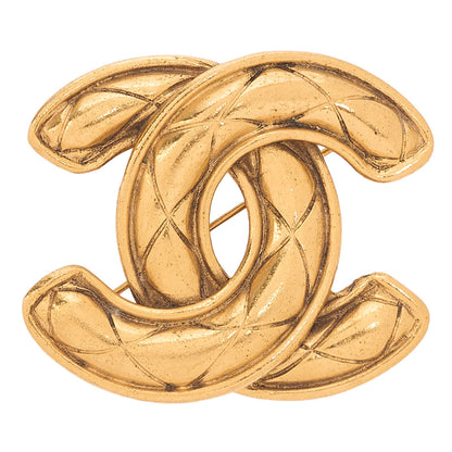 CHANEL Coco Mark Matelasse Brooch GP (Gold Plated) Gold-Tone Hardware, Pre-Owned
