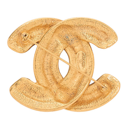 CHANEL Coco Mark Matelasse Brooch GP (Gold Plated) Gold-Tone Hardware, Pre-Owned