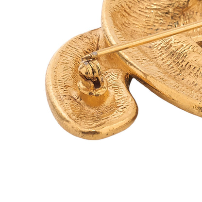 CHANEL Coco Mark Matelasse Brooch GP (Gold Plated) Gold-Tone Hardware, Pre-Owned