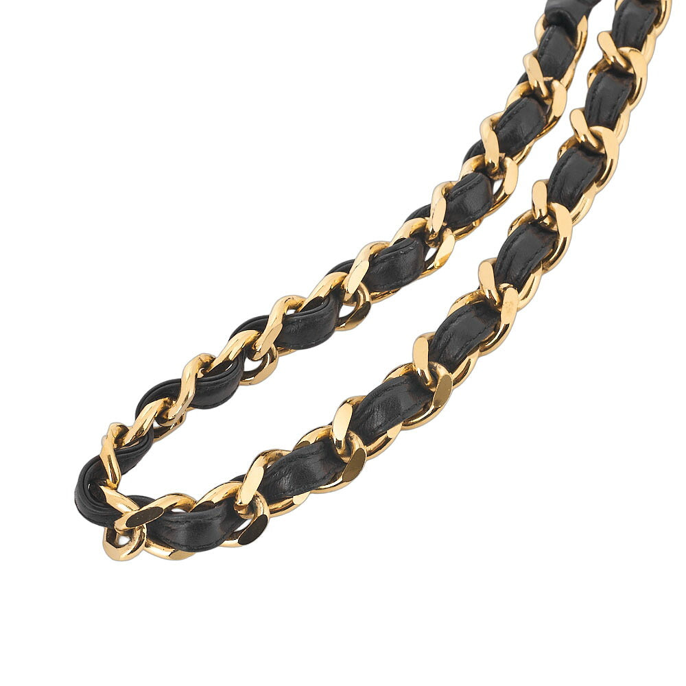 CHANEL 31 RUE CAMBON Belt 75 Leather x GP Gold Black x Gold-Tone Hardware, Pre-Owned