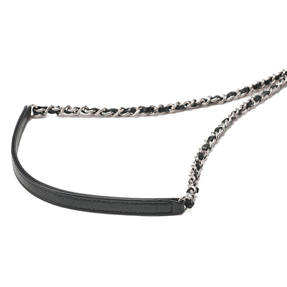 CHANEL Lambskin Matelasse Turn Lock Chain Shoulder Black Silver-Tone Hardware, Pre-Owned