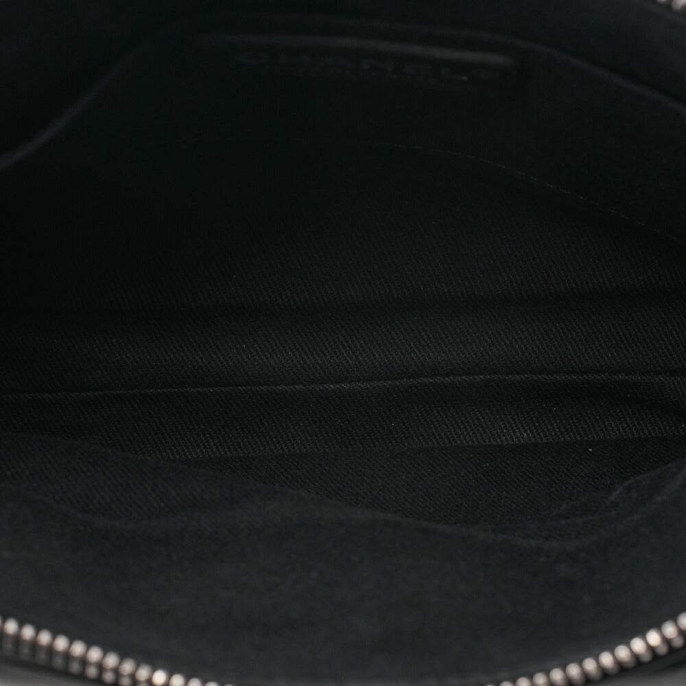 CHANEL Lambskin Matelasse Turn Lock Chain Shoulder Black Silver-Tone Hardware, Pre-Owned