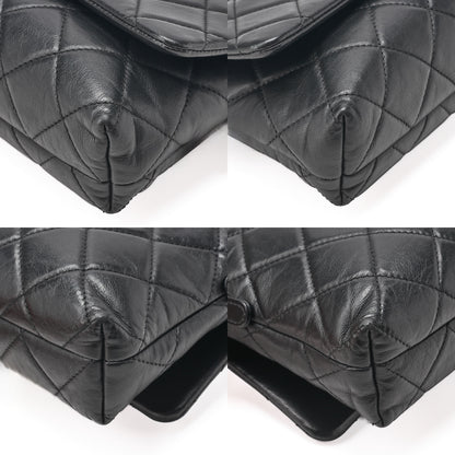 CHANEL Lambskin Matelasse Turn Lock Chain Shoulder Black Silver-Tone Hardware, Pre-Owned