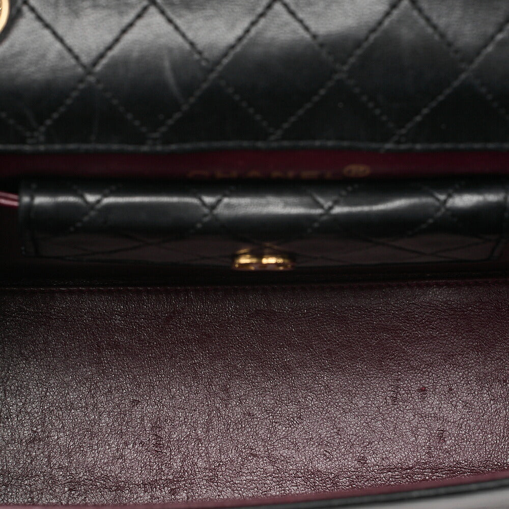 CHANEL Lambskin Matelasse Trapezoid 2.55 With Pouch Chain Shoulder Black Gold-Tone Hardware, Pre-Owned