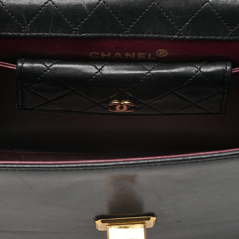 CHANEL Lambskin Matelasse Trapezoid 2.55 With Pouch Chain Shoulder Black Gold-Tone Hardware, Pre-Owned