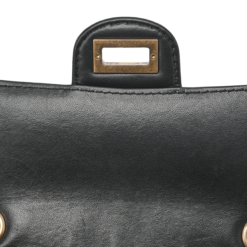 CHANEL Lambskin Graffiti 2.55 Lock 2.55 Chain Shoulder Black x Gold Gold-Tone Hardware, Pre-Owned