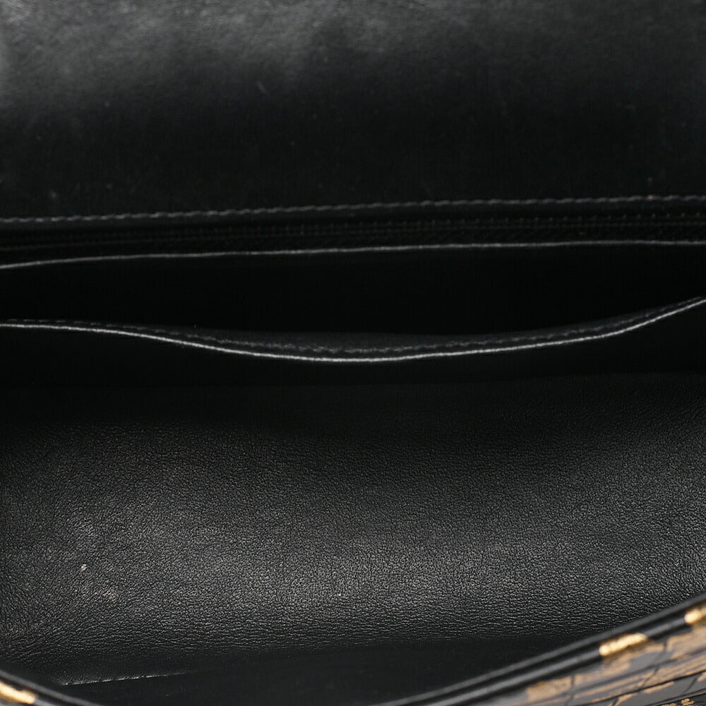 CHANEL Lambskin Graffiti 2.55 Lock 2.55 Chain Shoulder Black x Gold Gold-Tone Hardware, Pre-Owned