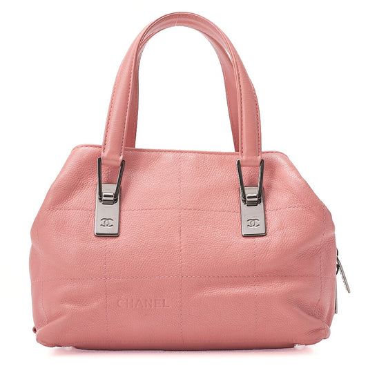 CHANEL Caviar Skin Choco Bar Handbag Pink Silver-Tone Hardware, Pre-Owned