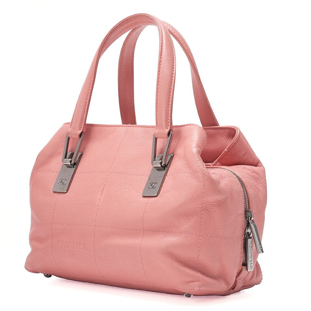 CHANEL Caviar Skin Choco Bar Handbag Pink Silver-Tone Hardware, Pre-Owned