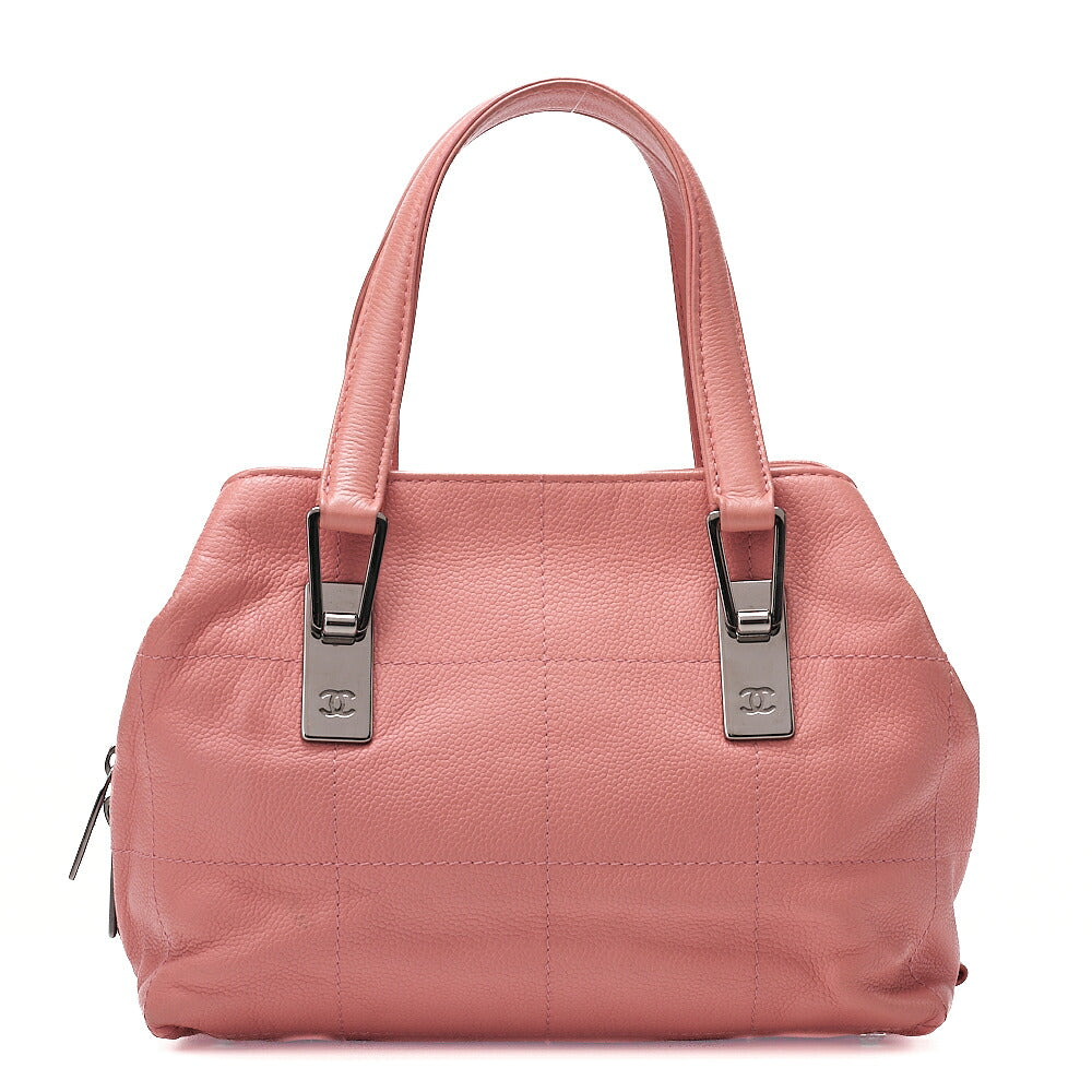 CHANEL Caviar Skin Choco Bar Handbag Pink Silver-Tone Hardware, Pre-Owned