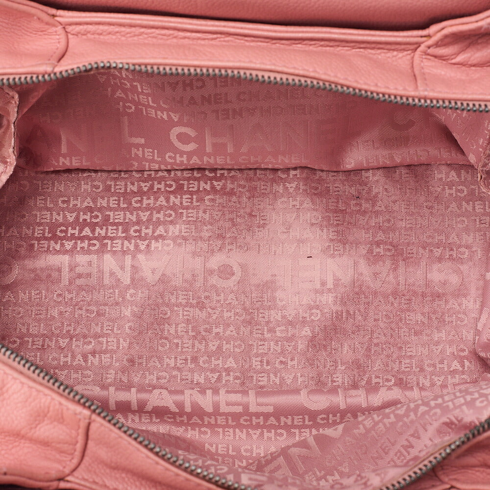 CHANEL Caviar Skin Choco Bar Handbag Pink Silver-Tone Hardware, Pre-Owned