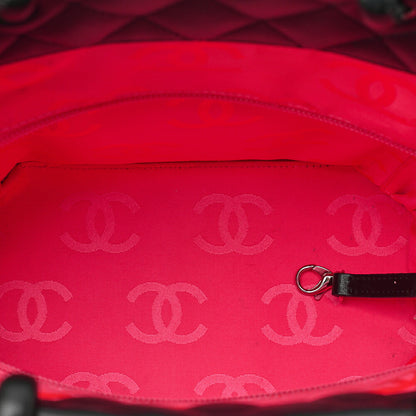 CHANEL Cambonline Matelasse Medium Calfskin Black Tote Bag Silver-Tone Hardware, Pre-Owned