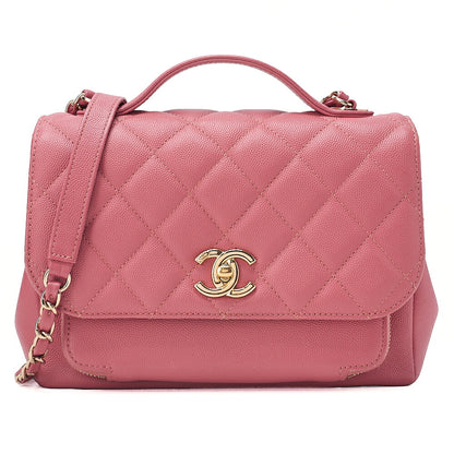 CHANEL Caviar Skin Matelasse Turn Lock 2-Way Chain Shoulder Pink Gold-Tone Hardware, Pre-Owned