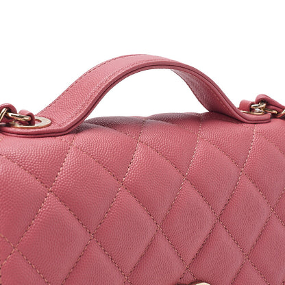 CHANEL Caviar Skin Matelasse Turn Lock 2-Way Chain Shoulder Pink Gold-Tone Hardware, Pre-Owned