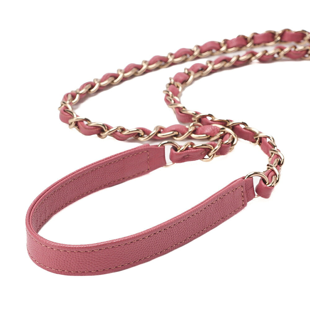CHANEL Caviar Skin Matelasse Turn Lock 2-Way Chain Shoulder Pink Gold-Tone Hardware, Pre-Owned