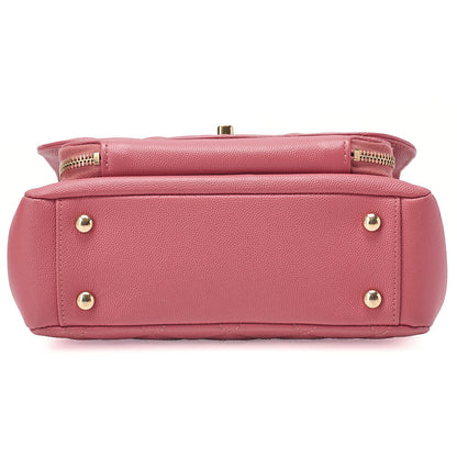 CHANEL Caviar Skin Matelasse Turn Lock 2-Way Chain Shoulder Pink Gold-Tone Hardware, Pre-Owned