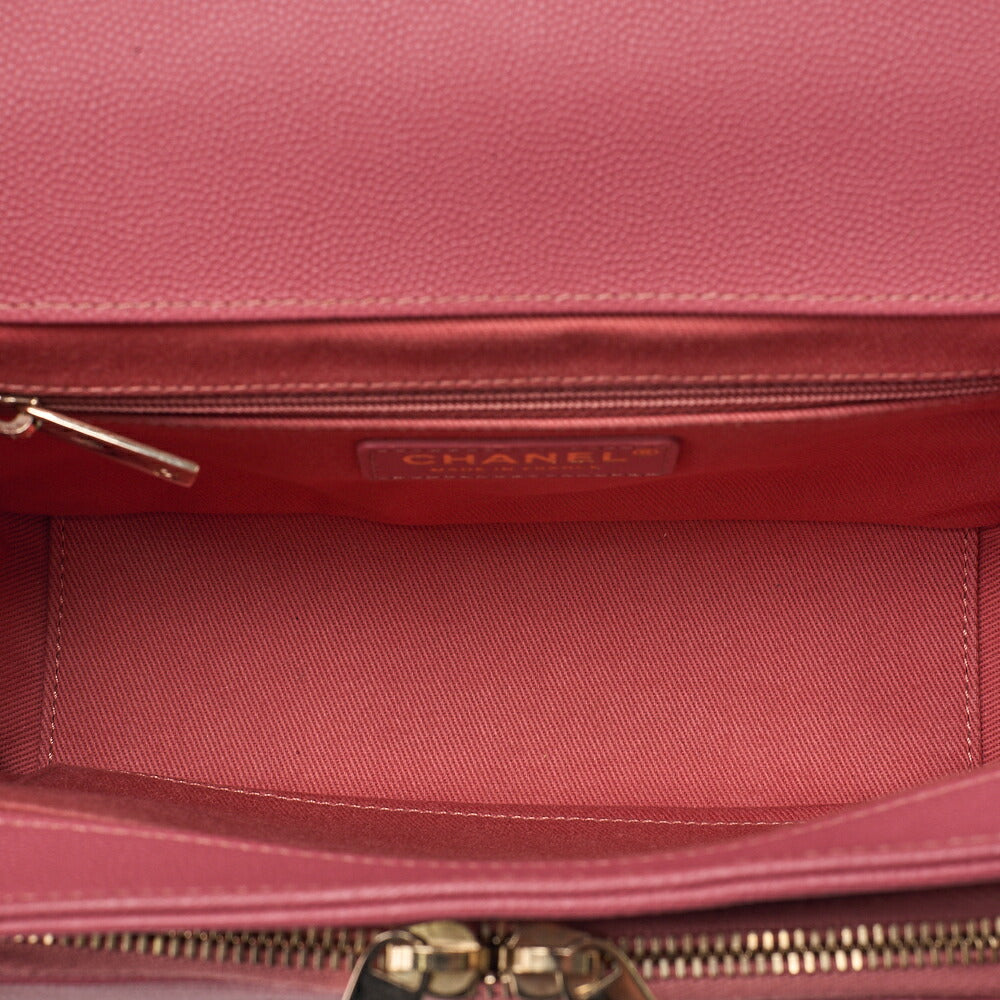 CHANEL Caviar Skin Matelasse Turn Lock 2-Way Chain Shoulder Pink Gold-Tone Hardware, Pre-Owned