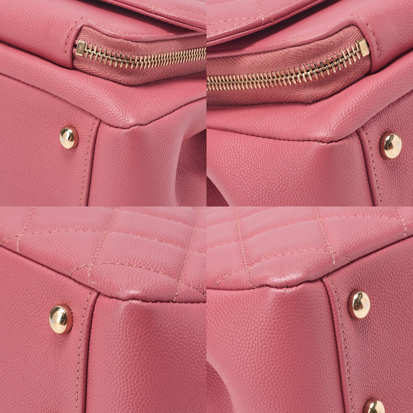 CHANEL Caviar Skin Matelasse Turn Lock 2-Way Chain Shoulder Pink Gold-Tone Hardware, Pre-Owned