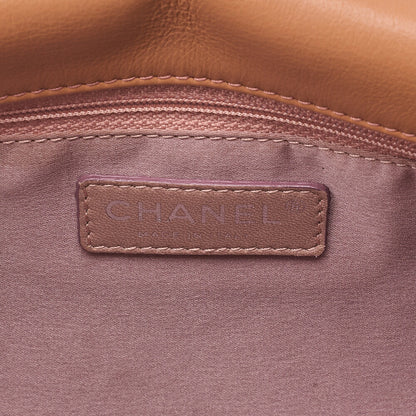 CHANEL Lambskin Wild Stitch Single Flap Chain Shoulder Bag Beige Silver-Tone Hardware, Pre-Owned