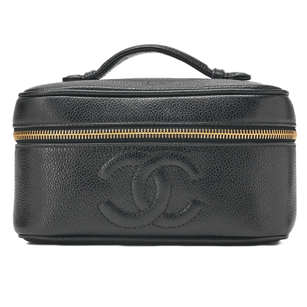 CHANEL Coco Mark Vanity Handbag Caviar Skin Black Gold-Tone Hardware, Pre-Owned